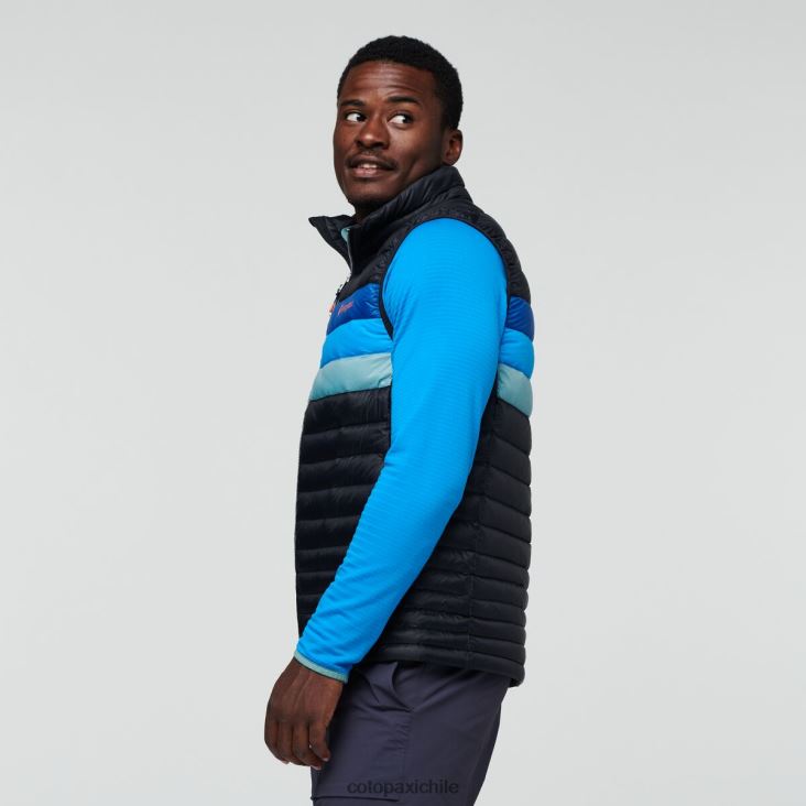 Cotopaxi chaleco de plumas fuego hombres ropa negro/rayas pacíficas 26600T125