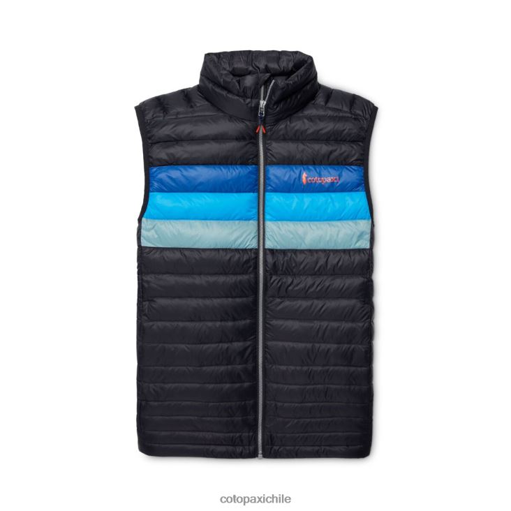 Cotopaxi chaleco de plumas fuego hombres ropa negro/rayas pacíficas 26600T125