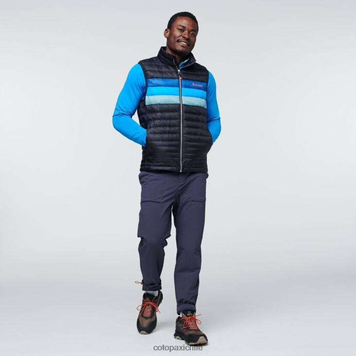 Cotopaxi chaleco de plumas fuego hombres ropa negro/rayas pacíficas 26600T125