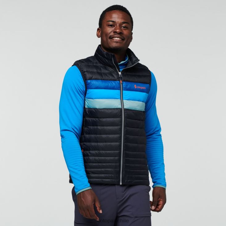 Cotopaxi chaleco de plumas fuego hombres ropa negro/rayas pacíficas 26600T125