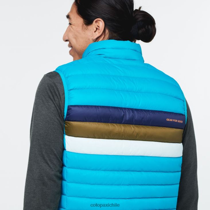 Cotopaxi chaleco de plumas fuego hombres ropa rayas azules minerales 26600T132