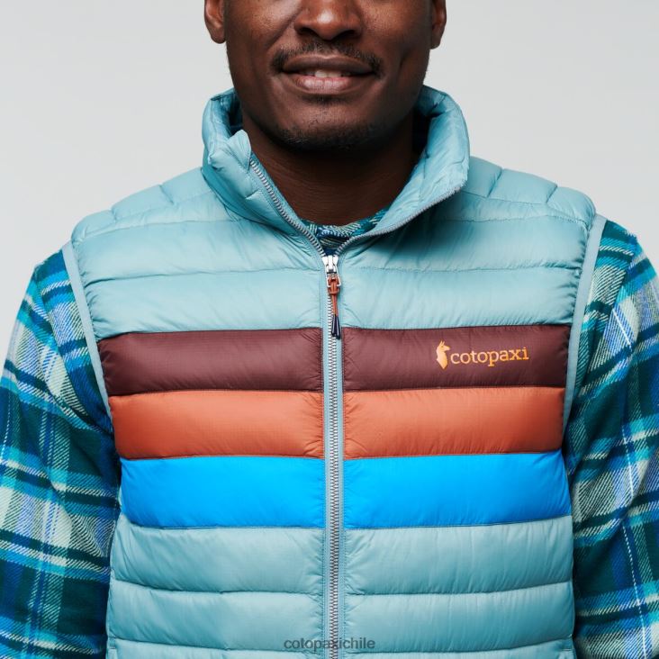 Cotopaxi chaleco de plumas fuego hombres ropa rayas de pasto azul 26600T128