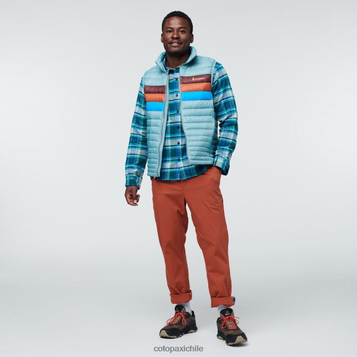 Cotopaxi chaleco de plumas fuego hombres ropa rayas de pasto azul 26600T128