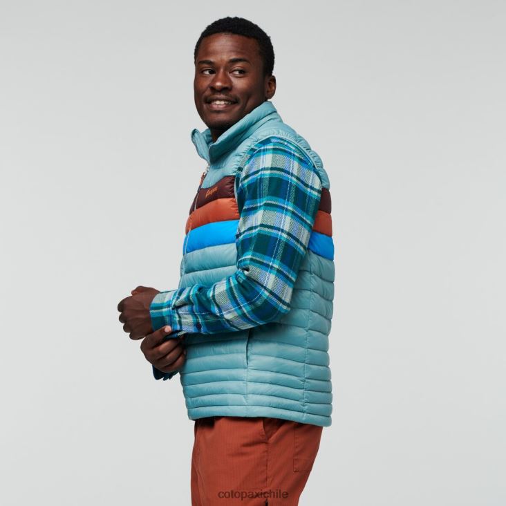 Cotopaxi chaleco de plumas fuego hombres ropa rayas de pasto azul 26600T128