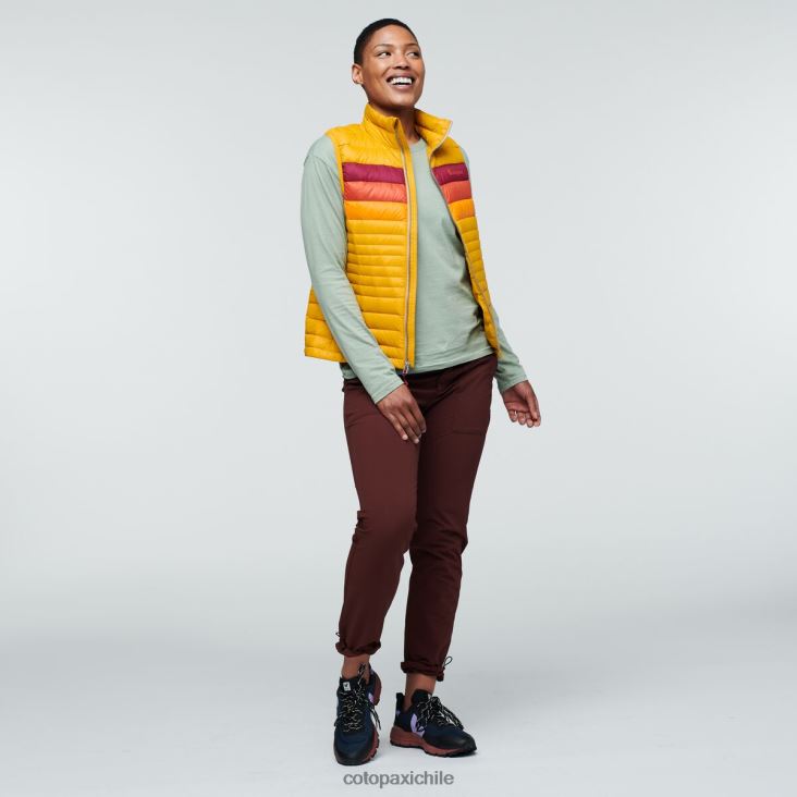 Cotopaxi chaleco de plumas fuego mujer ropa rayas ámbar 26600T43