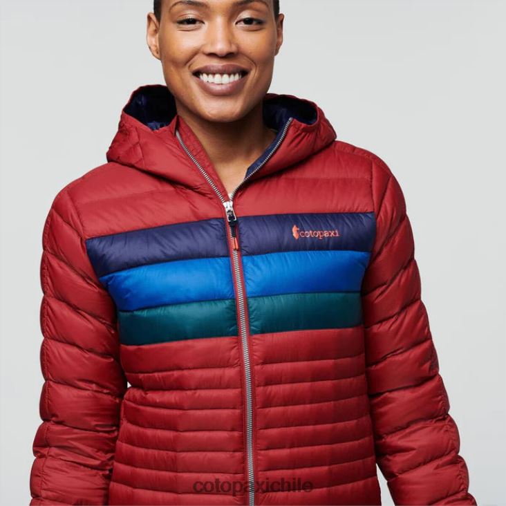 Cotopaxi chaqueta fuego con capucha mujer ropa rayas de grosella 26600T31