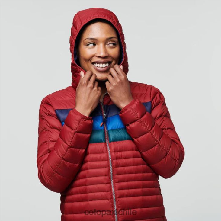 Cotopaxi chaqueta fuego con capucha mujer ropa rayas de grosella 26600T31