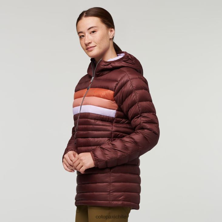 Cotopaxi sudadera con capucha fuego down mujer ropa rayas castañas 26600T5