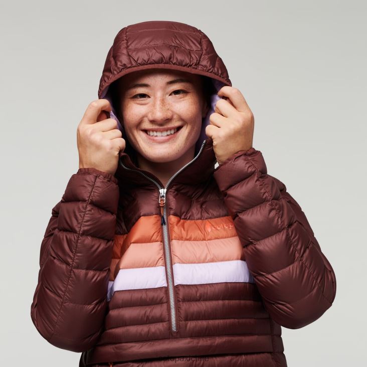 Cotopaxi sudadera con capucha fuego down mujer ropa rayas castañas 26600T5
